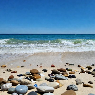 Waves and stones on the beach