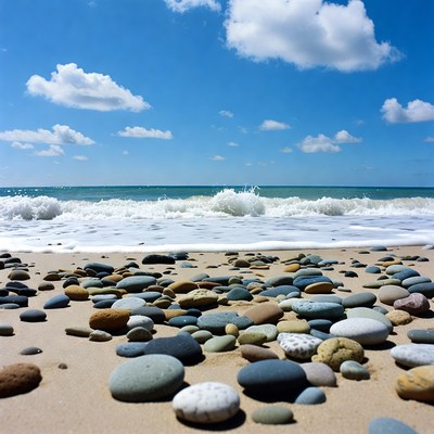 Rocks on the beach near the ocean