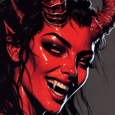 Portrait of a red-horned character