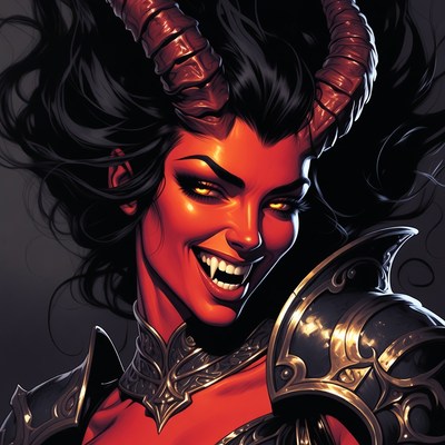 Demon character with red skin and horns