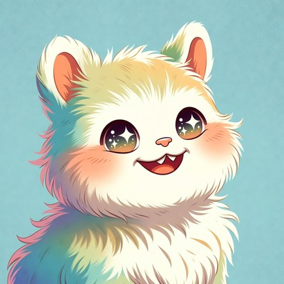 Cute animal character with big eyes