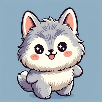 Cute cartoon dog character with big eyes