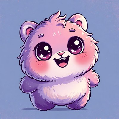 Cute cartoon bear character with big eyes