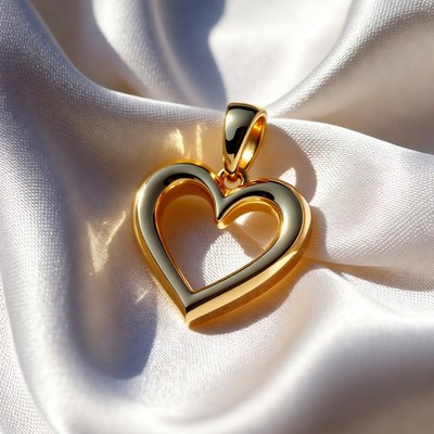 Shiny heart pendant on fabric