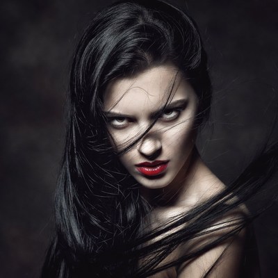 Portrait of a woman with long hair