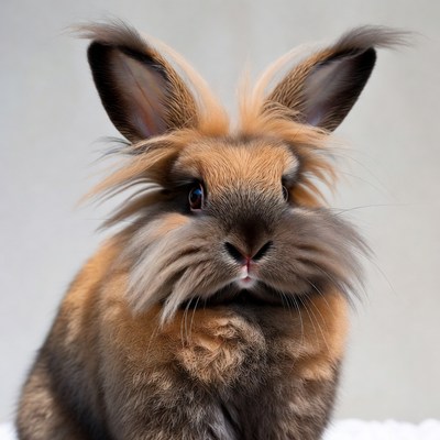 Rabbit with long fur and whiskers