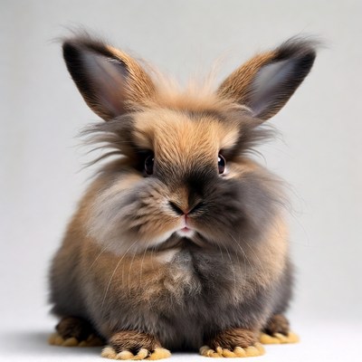 Bunny with fluffy fur sits still