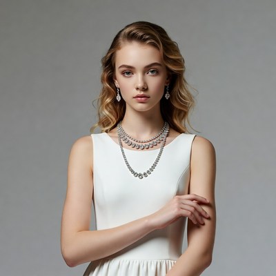 Model showcases jewelry in studio