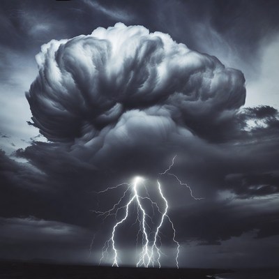 Storm clouds with lightning in the sky