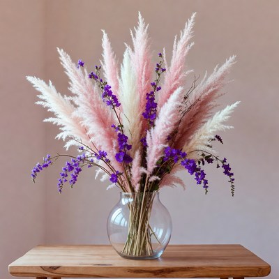 Flowers in glass vase on table