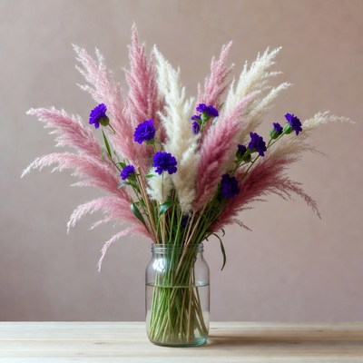 Colorful flowers in glass vase