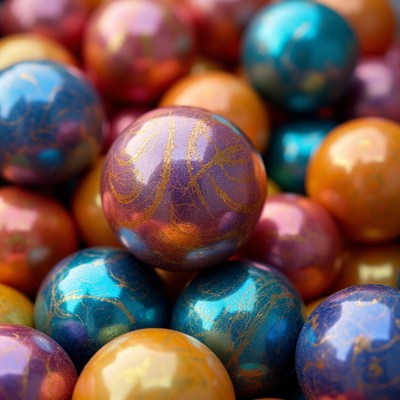 Colorful marbles in a pile