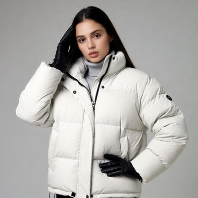 Model poses in winter fashion