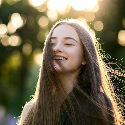 Girl enjoying sunny day outdoors
