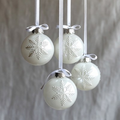 White christmas ornaments hanging decor