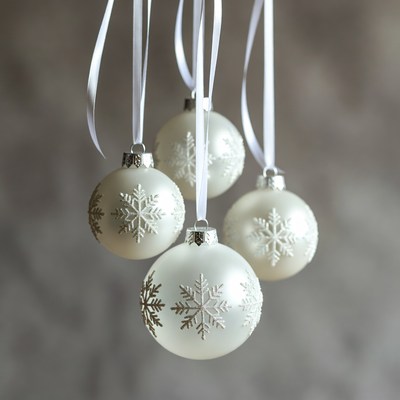 Hanging christmas ornaments with snowflakes
