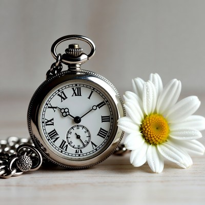 Vintage pocket watch with a flower