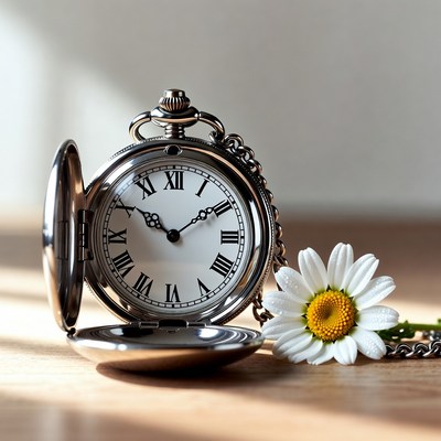 Vintage pocket watch with flower