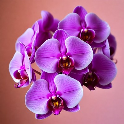 Purple orchids bloom on soft background