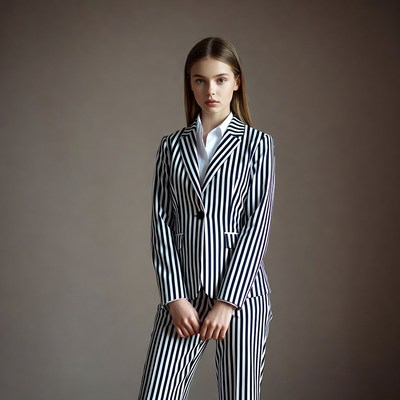 Business attire worn by model in studio