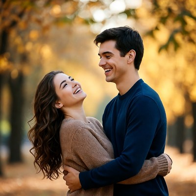 Couple enjoys autumn day together