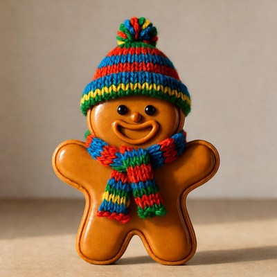 Gingerbread figure wearing a hat