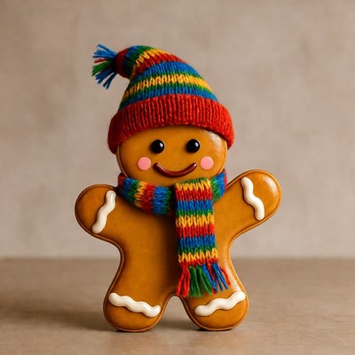 Gingerbread figure in winter clothing