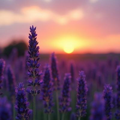 Lavender field at sunset