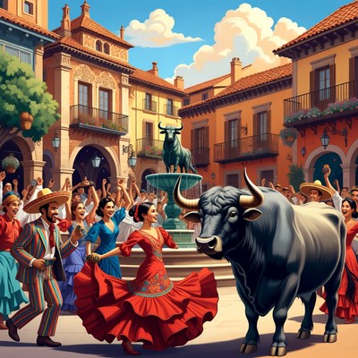 Spanish festival in a town square