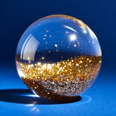 Golden glitter in clear sphere