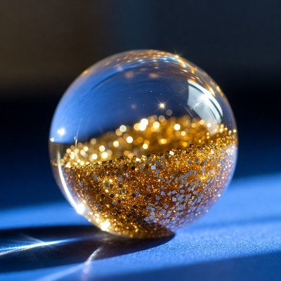 Glitter ball on blue surface