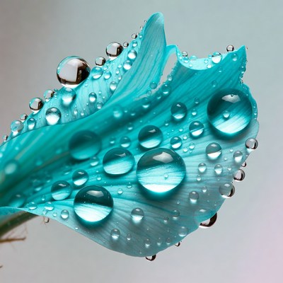 Blue flower petal with water droplets