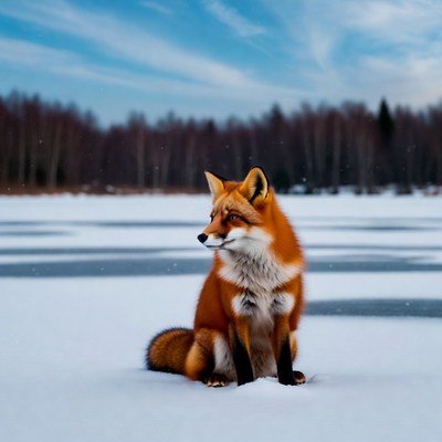 Fox in snow during winter