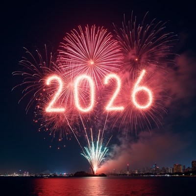 Celebrating new year fireworks display