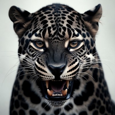 Leopard showing teeth and growling