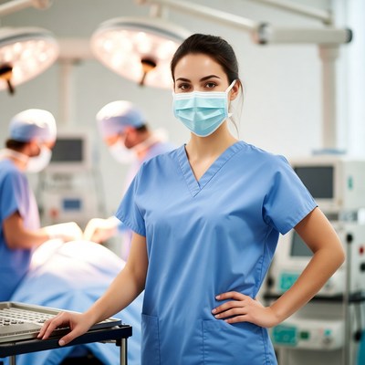 Health worker in operating room