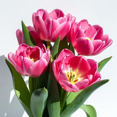 Pink tulips in bright light