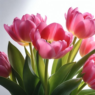 Pink tulips in bright light