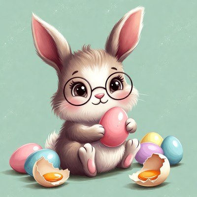 Bunny with easter eggs
