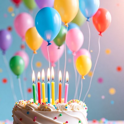 Colorful birthday celebration scene setup