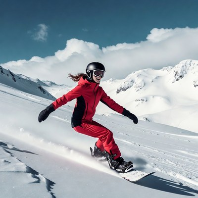 Snowboarding on a mountain slope