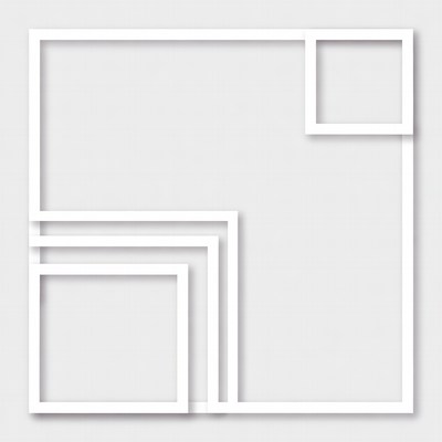 White geometric frame design on gray background