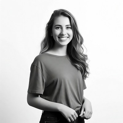Smiling woman in casual shirt