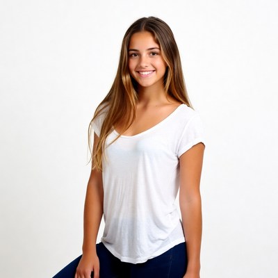 Young woman smiling in studio