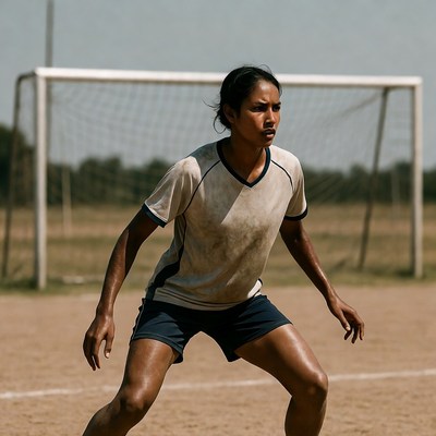 Woman preparing for soccer match