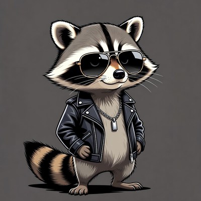Raccoon in sunglasses and jacket