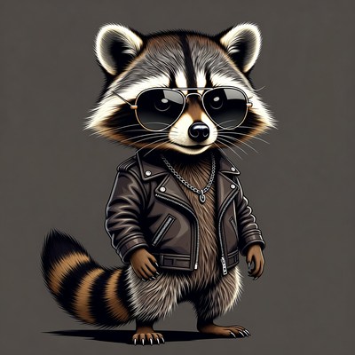 Raccoon in sunglasses and jacket