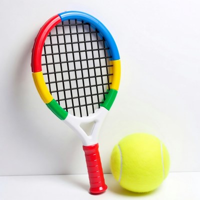 Colorful racket with yellow ball