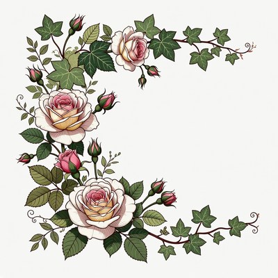 Roses and ivy in floral design