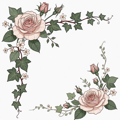 Roses and ivy floral design corner